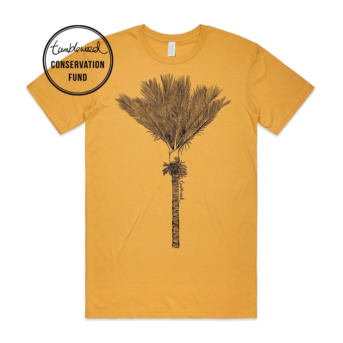 Charcoal, female t-shirt featuring a screen printed Nīkau design.