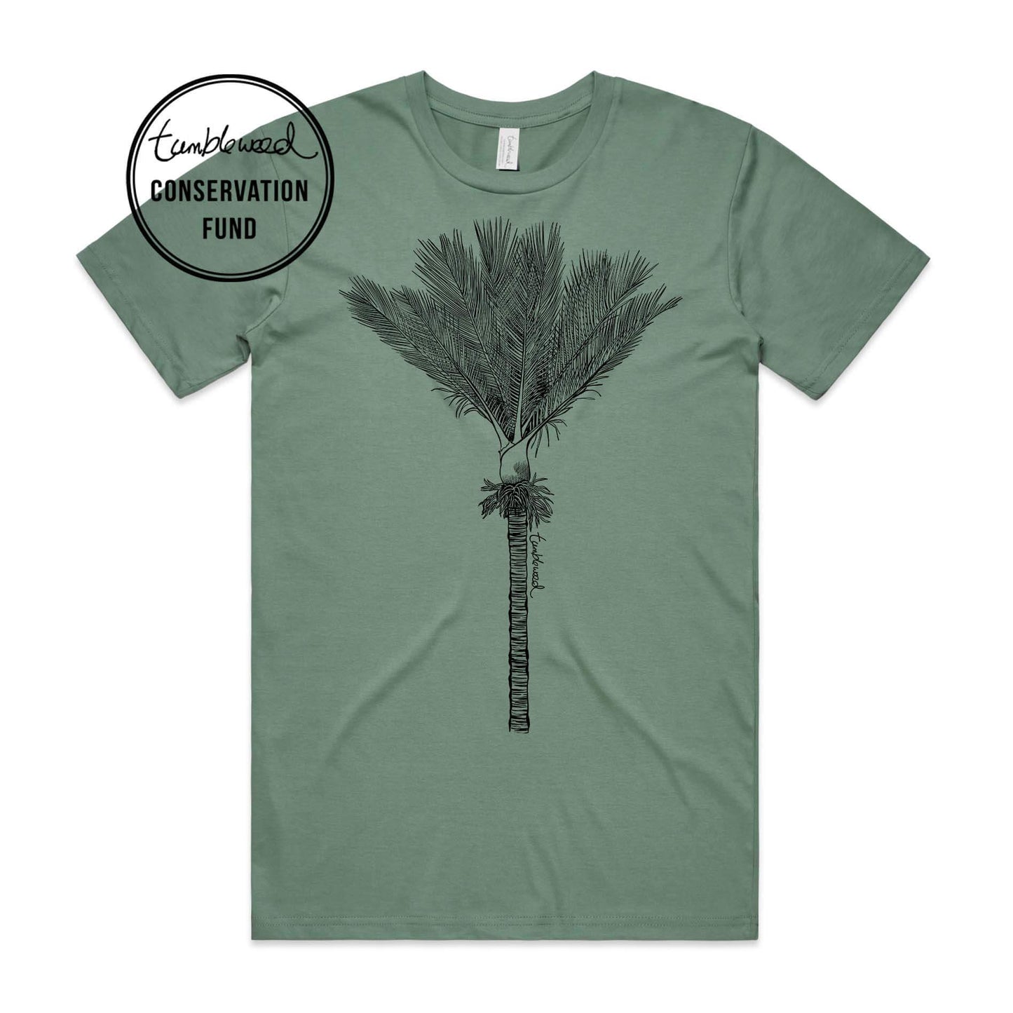 Mustard, female t-shirt featuring a screen printed Nīkau design.