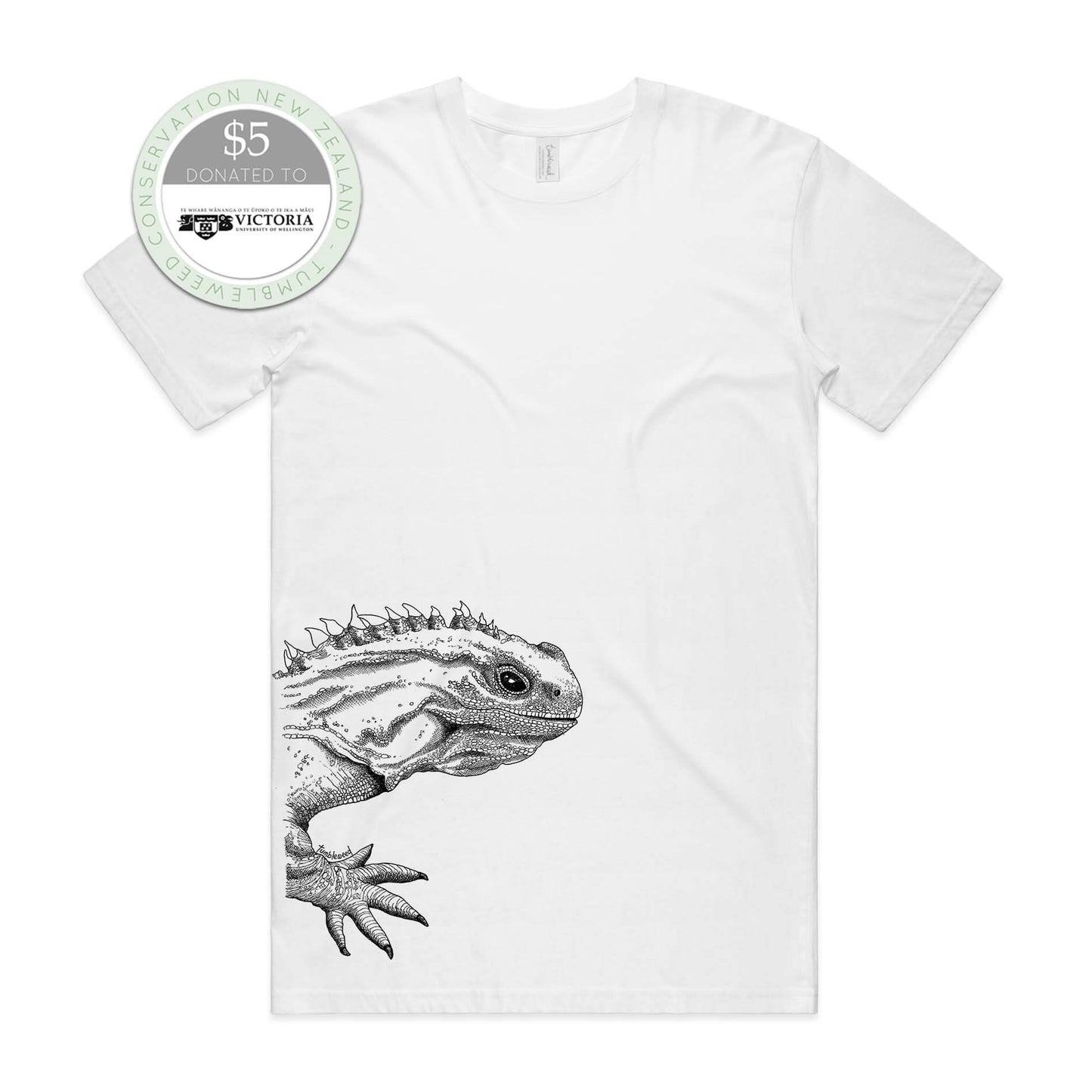 Grey marle, female t-shirt featuring a screen printed Tuatara design.