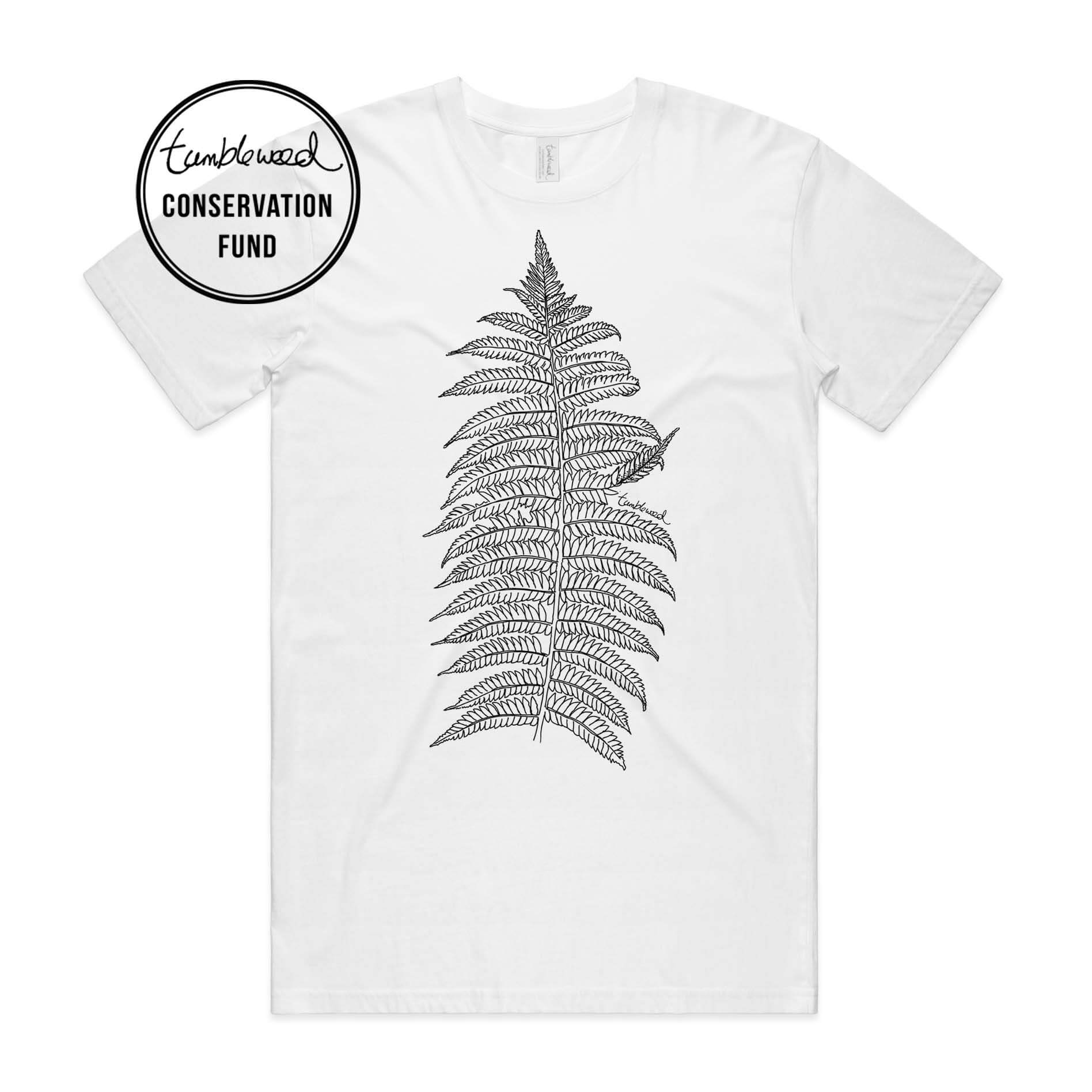 Grey marle, male t-shirt featuring a screen printed Silver fern/ponga design.